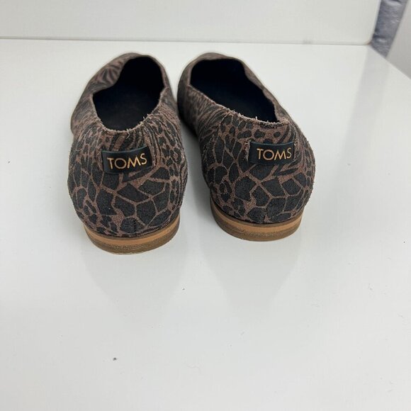 TOMS Womens Julie Leopard Suede Flats Slip On W 7.5 Shoes Black Brown - Picture 8 of 8